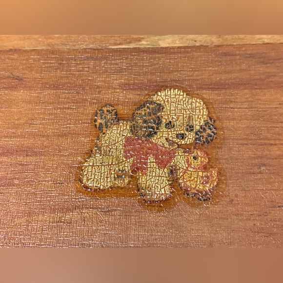 Mid Century Vtg Wooden Lithographed Puppy Dog 3 Drawer Doll Chest Dresser Trunk - Picture 13 of 13